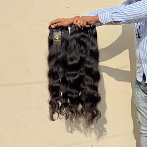 Fournisseurs de cheveux vierges de temple indien de qualité supérieure Paquets de cheveux humains bouclés ondulés Fournisseurs de cheveux de temple bouclés bruts - Product Image 1