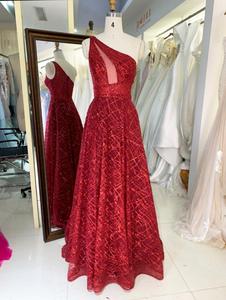 Abito da Sera Monospalla con Paillettes <span class=keywords><strong>Verde</strong></span> Smeraldo/Blu Reale/Grigio Argento/<span class=keywords><strong>Rosso</strong></span> Bordeaux - Product Image 6