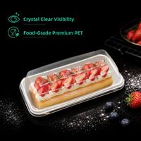 Boîte de boulangerie rectangulaire en PET transparent avec base antidérapante blanche, jetable, pour pain frais, muffins et gâteaux roulés – Vente en gros