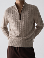 Pull tricoté sur mesure pour homme, style Old Money, demi-zip, en maille torsadée, pour l'hiver
