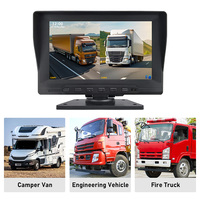 Caméra embarquée pour camion modèle à bouton-poussoir 2CH avec double entrée caméra, moniteur 7 pouces, étanche pour les grands véhicules utilitaires