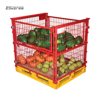 Boîte en treillis métallique pour palettes en acier doux Q235, revêtement poudré, pour entrepôt sécurisé et stockage sécurisé