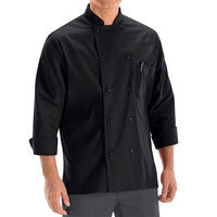 Uniforme de chef en polyester à manches longues pour hommes, veste de cuisine pour le personnel des restaurants et des hôtels, 10 boutons, motif en sergé tissé