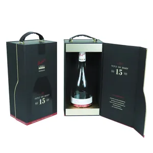 Manyetik kapak kağıt ambalaj tek siyah şarap kutusu şarap kutusu ile özelleştirilebilir yıldönümü kollu kutu