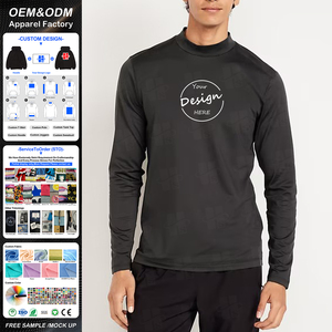 T-shirts à col roulé pour hommes, en polyester de haute qualité, super doux, extensibles, à séchage rapide, à manches longues, col haut, vente en gros - Product Image 1