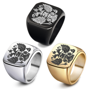 Russe emblème national titane mâle en acier anneau gravé aigle à Deux têtes logo bague <span class=keywords><strong>de</strong></span> phalange - Product Image 1