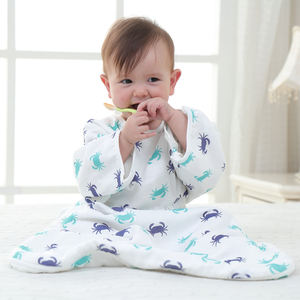 Sac de couchage infantile en coton bambou pour bébé en mousseline sans décoloration avec manches longues - Product Image 3