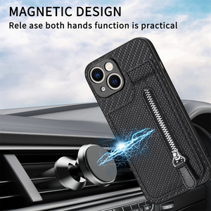 Pour <span class=keywords><strong>iPhone</strong></span> 16E 17 Air 16 15 14 13 11 12 Pro Max étui en fibre de carbone PU <span class=keywords><strong>cuir</strong></span> portefeuille porte-carte fermeture éclair <span class=keywords><strong>coque</strong></span> de téléphone - Product Image 4