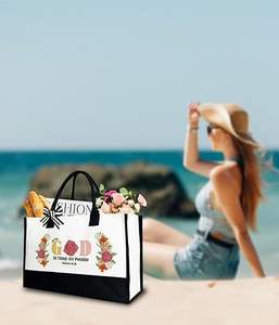 กระเป๋าโท้ทผ้าแคนวาสลายข้อความจากพระคัมภีร์ ดีไซน์คริสเตียน สำหรับผู้หญิง ผลิตตามสั่งจากโรงงาน พร้อมข้อความพระคัมภีร์ ด้วยพระเจ้าทุกสิ่งเป็นไปได้ - Product Image 6