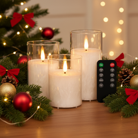 Ensemble de bougies LED rechargeables par USB avec plaque de charge, télécommande, lumière de bougie décorative, veilleuses dans une ambiance de Noël