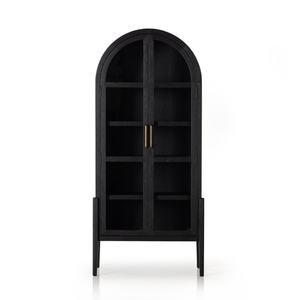 Vitrina de Estilo Francés para Sala de Estar, Librería de Madera Maciza con Puerta de Vidrio Arqueada - Product Image 2