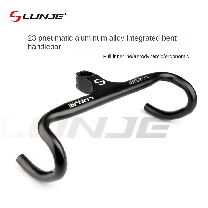 LUNJE Road Bike Bending Handlebars Integrated Racing Wind Breaking Aluminum Alloy Bicycle Handlebars