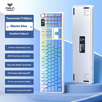 Teclado Mecánico AULA F108PRO con Pantalla TFT Inteligente a Color, 108 Teclas, Perilla Multifunción, Inalámbrico Trimodal, Batería de 8000mAh, RGB