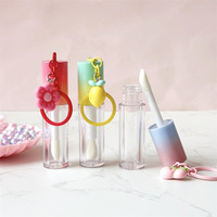 Tube de brillant à lèvres vide 6 ml en ABS dégradé avec porte-clés mignon, emballage cosmétique transparent pour rouge à lèvres liquide, tube de gloss à lèvres