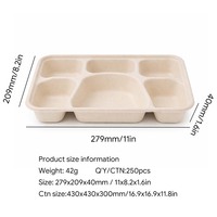 Boîte alimentaire biodégradable en bagasse à 5 compartiments avec couvercle pour plats à emporter