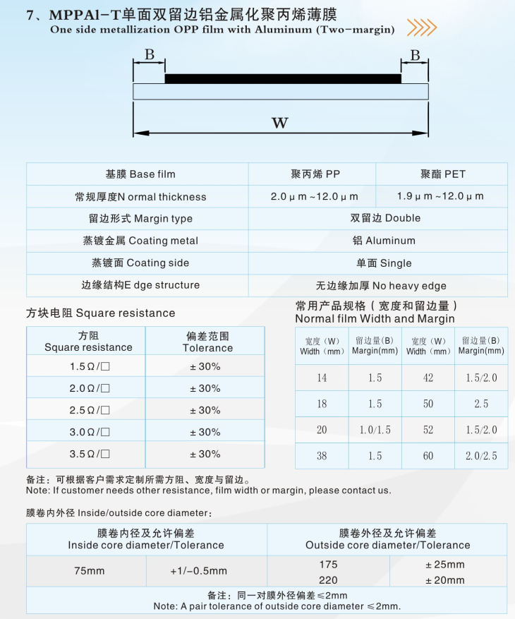 Zn-Al metallized thin film roll for capacitor 2.7um 2.8um 2.9um