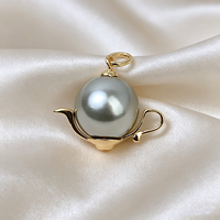 Pendentif théière vintage pour perles de 10-11 mm, breloque plaquée or 18 carats pour collier, accessoires de bijoux faits main DIY