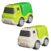 Ensemble de 6 jouets de construction en paille de blé : Camion benne, Excavatrice, Camion poubelle avec lumières et sons, Véhicules d'ingénierie de dessin animé pour enfants