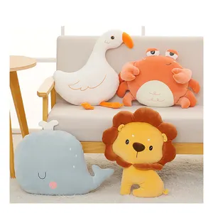 Peluches dos desenhos animados Leão Elefante Caranguejo Baleia Recheados Brinquedos de pelúcia Floresta Marinha Animais Recheados Brinquedos de pelúcia para crianças