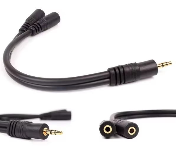 Wavelink 3.5mm DC Cable Gold-Plated PVC Jacket Headphones Split Adapter with Two Headphone Ports in Stock