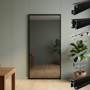 Kits de portes coulissantes en verre miroir, système de porte coulissante hydraulique pour l'intérieur de la maison, système de porte miroir magique pour maison de luxe - Product Image 4