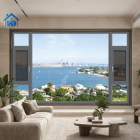 Ventana Abatible Moderna de Doble Acristalamiento con Vidrio Templado, Marco de Aluminio Negro de Alta Calidad, Estilo Louver con Aislamiento Térmico