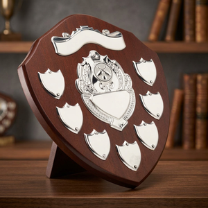 Trophée de cricket en laiton poli, métal nautique, argent et bois brun pour la décoration intérieure - Product Image 3