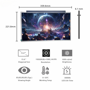 Écran LCD TFT 15,6 pouces 1920x1080 Full HD, luminosité 1000 cd/m², module de rétroéclairage LED - Product Image 1