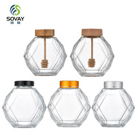 Pot en verre carré vide pour miel, confiture, conserve, contenant alimentaire, avec couvercles en métal à visser, noir ou doré, disponible en tailles 200 ml et 380 ml