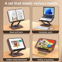 Nouveau support de livre en bois rotatif à 360 degrés, support pliable portable pour tablette PC, support de lecture réglable avec fente de rangement