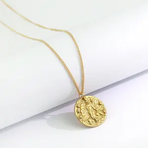 Personalizzato 925 In Argento Sterling Placcato Oro Costellazione Della Vergine Angelo Moneta A Forma di Della Collana Del Pendente Per Le Donne