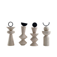 Sculpture géométrique abstraite en résine Polystone texturée sable, moderne, pour table, accents décoratifs naturels pour la maison, vente en gros