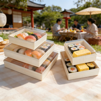Caja Bento de Cartón Biodegradable Ecológica para Sushi con Cierre Magnético, Hecha a Mano, a Prueba de Fugas, para Cocina Japonesa y Regalos