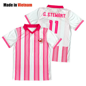 Camiseta de Fútbol Clásica Personalizada para Hombre, con Rayas, Logotipo Bordado, Transpirable, Corte Holgado, Uniforme de Equipo de Fútbol - Product Image 1