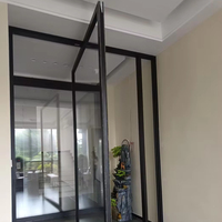 Floride Miami-Dade approuvé NFRC Style nord-américain grand panneau verre trempé aluminium moderne entrée portes pivotantes avant