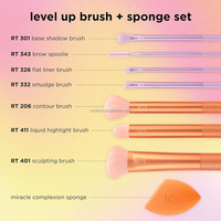 0089 Real Technique Kit de voyage 4-en-1 personnalisé pour maquillage naturel avec paillettes liquides, pinceaux et éponges, vente en gros avec logo
