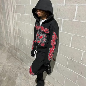 Conjunto de Sudadera con Capucha y Pantalones Deportivos Extra Grandes de Algodón 100% Pesado, Unisex, con Logotipo Bordado Personalizado y Estampado en Relieve, Ecológico - Product Image 1