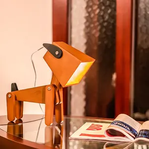 子供用寝室用木製読書テーブルランプモダンクリエイティブ犬用テーブルランプ