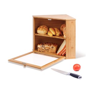 Tùy Chỉnh Bán Buôn Bánh Mì Hộp Tam Giác <span class=keywords><strong>2</strong></span> <span class=keywords><strong>Tier</strong></span> Tre Bánh Mì Lưu Trữ Container <span class=keywords><strong>Bin</strong></span> Cho Nhà Bếp Góc Truy Cập Hàng Đầu - Product Image 4