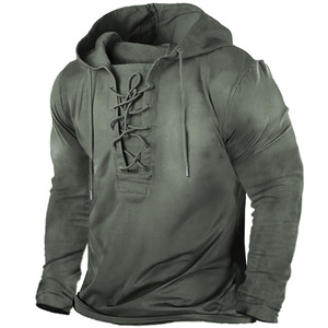 Felpa da <span class=keywords><strong>uomo</strong></span> <span class=keywords><strong>taglie</strong></span> forti con cappuccio retrò a maniche lunghe Top Casual in tinta unita con motivo autunnale Outdoor stampato in digitale - Product Image 6