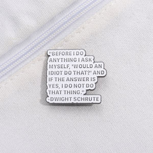 <span class=keywords><strong>Serie</strong></span> de <span class=keywords><strong>TV</strong></span> Americana La Oficina línea divertida broche texto frase corta Metal esmalte insignia moda mochila accesorios regalo - Product Image 2