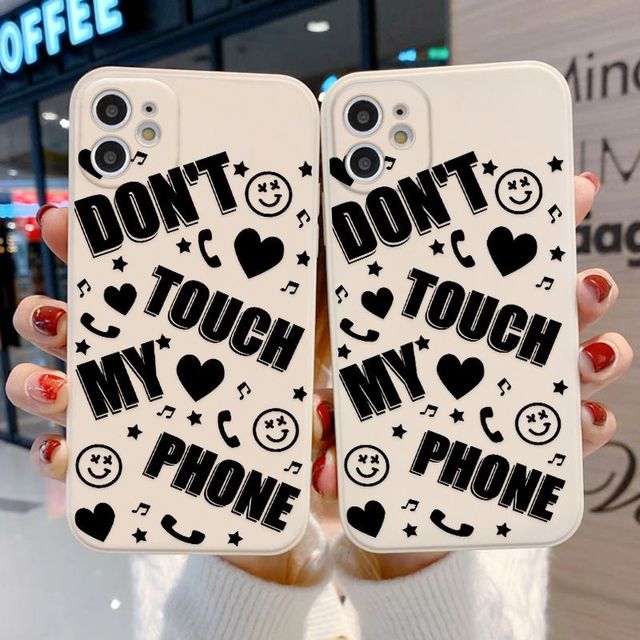 Black English Letter Printing Straight Edge Silicone TPU Mobile Phone Cover Case for Iphone X Xr Xs 11 12 13 14 15 16 17 Pro Max