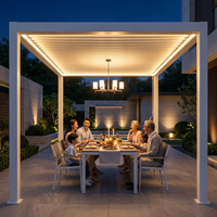 Pergola d'extérieur à toit rigide, structure préfabriquée étanche en aluminium et acier, écologique, pour entrepreneurs en génie civil