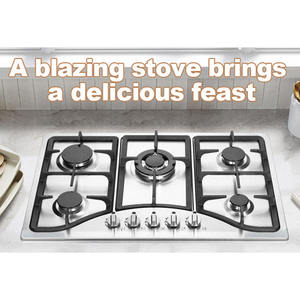 Table de cuisson gaz/électrique à 5 brûleurs intégrés avec grille carrée sur plaque de cuisson <span class=keywords><strong>en</strong></span> verre trempé pour usage domestique et hôtelier – Vente chaude usine - Product Image 3