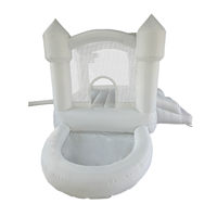 Château gonflable combiné avec toboggan et piscine à balles, thème Cœur Blanc Amour, portable pour mariages et fêtes d'anniversaire
