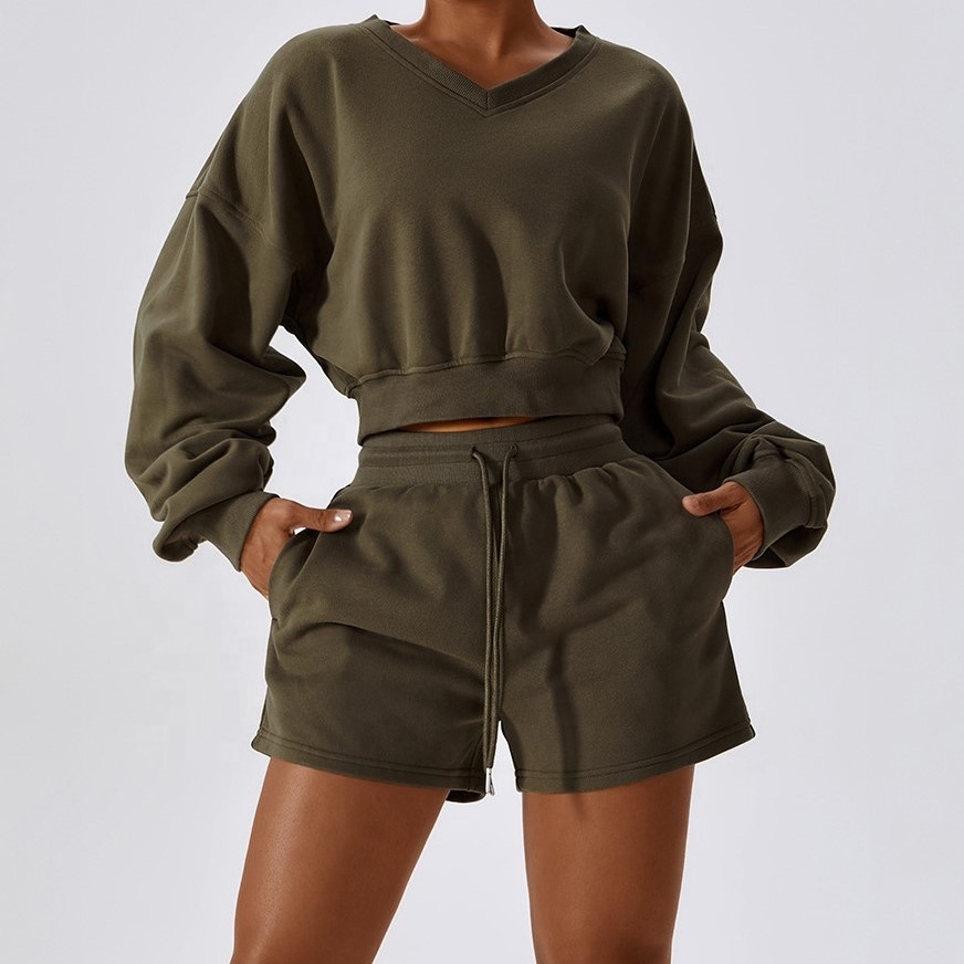 Fitness Wear Activewear Wholesale Women's V-neck Fashion Long Sleeve Yoga Top Gym T Shirt Versatile Sweatshirts for Women