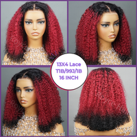 Proveedor de Pelucas de Cabello Humano 100% Virgen, 18 Pulgadas, Rizos Birmanos en Color 99J, Peluca con Frente de Encaje Transparente para Mujer