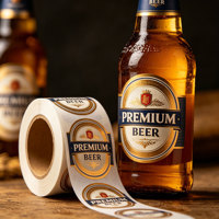 Rouleaux d'étiquettes personnalisées pour bouteilles de bière, autocollants adhésifs imperméables imprimés sur mesure, décalcomanies personnalisées pour emballages de vin et de spiritueux