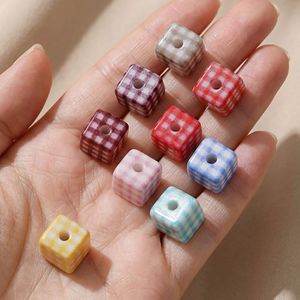 Acrylic Checkered Square <b>Beads</b> For Bracelet Making 8mm Loose <b>Beads</b> DIY Jewelry Crafting Materials - Product Image 4