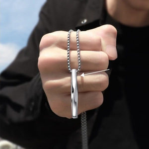 Mode New Silver Recta ngle Anhänger Männer Trendy einfache Edelstahl kette Männer Schmuck Geschenk Halskette - Product Image 5